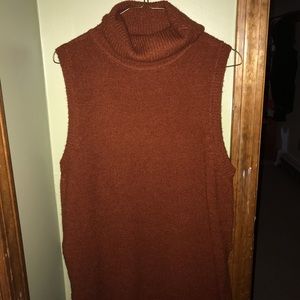 Orange/ Brownish Turtle-Neck Sleeveless